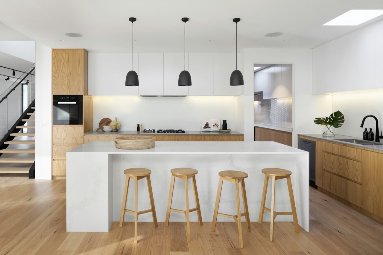 Modern residential interior with custom lighting